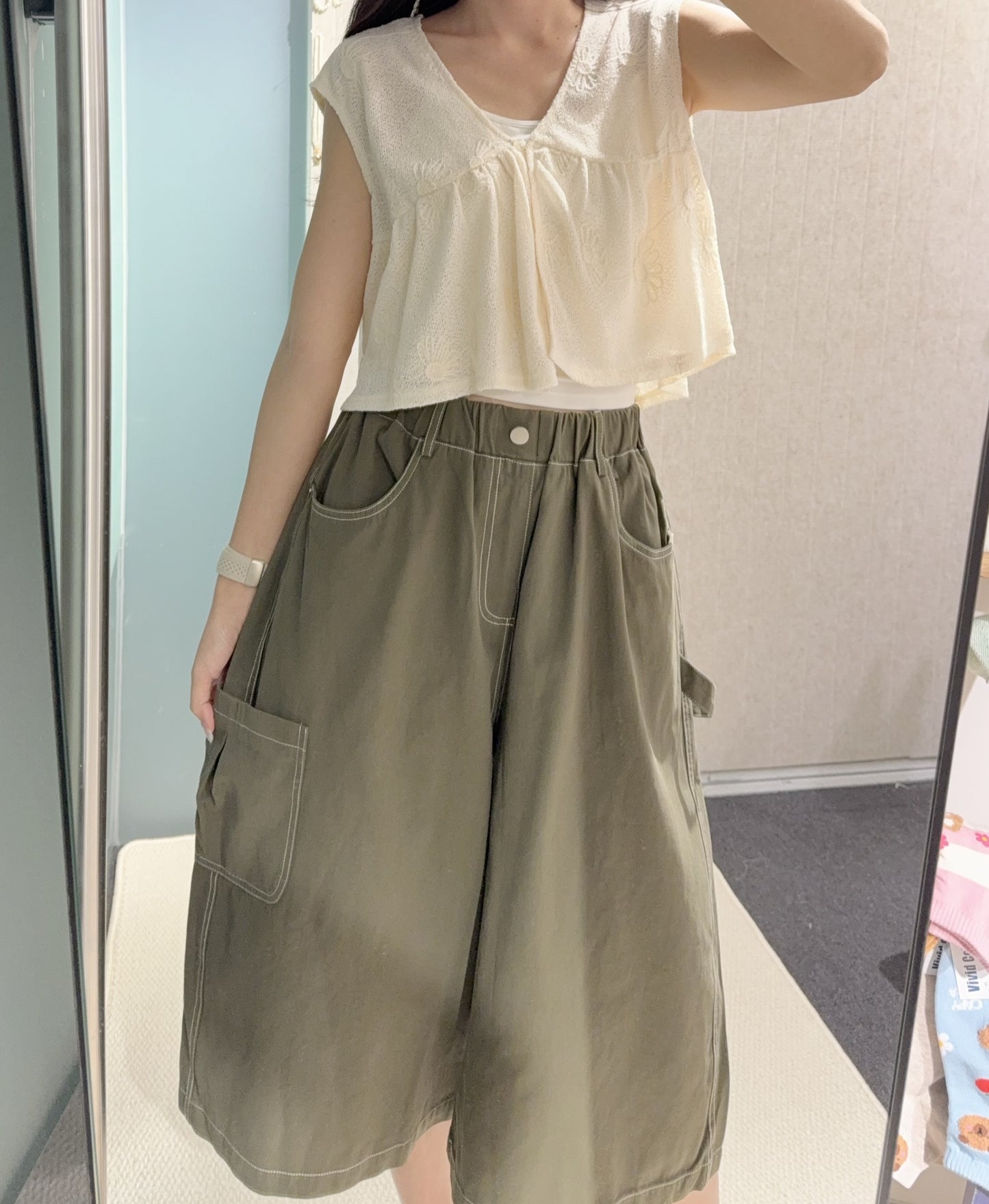 夏季・明線寬鬆七分褲 3色入 1S30820