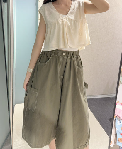 夏季・明線寬鬆七分褲 3色入 1S30820