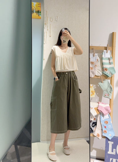 夏季・明線寬鬆七分褲 3色入 1S30820