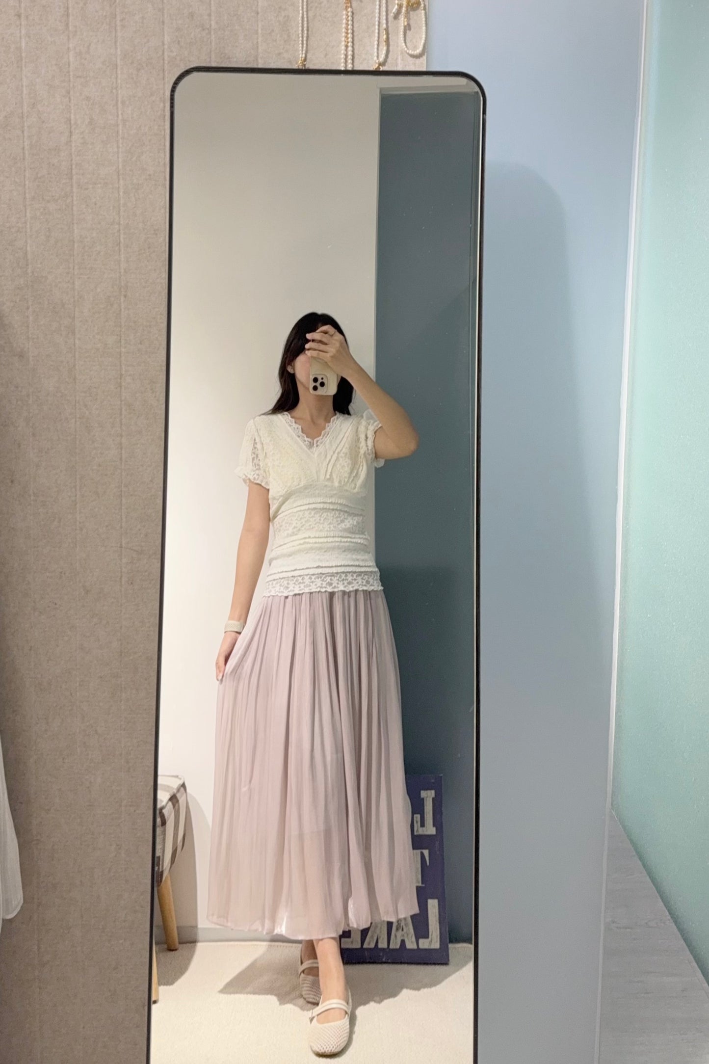 夏季・彈性Lace V領上衣 2色入 1S00824