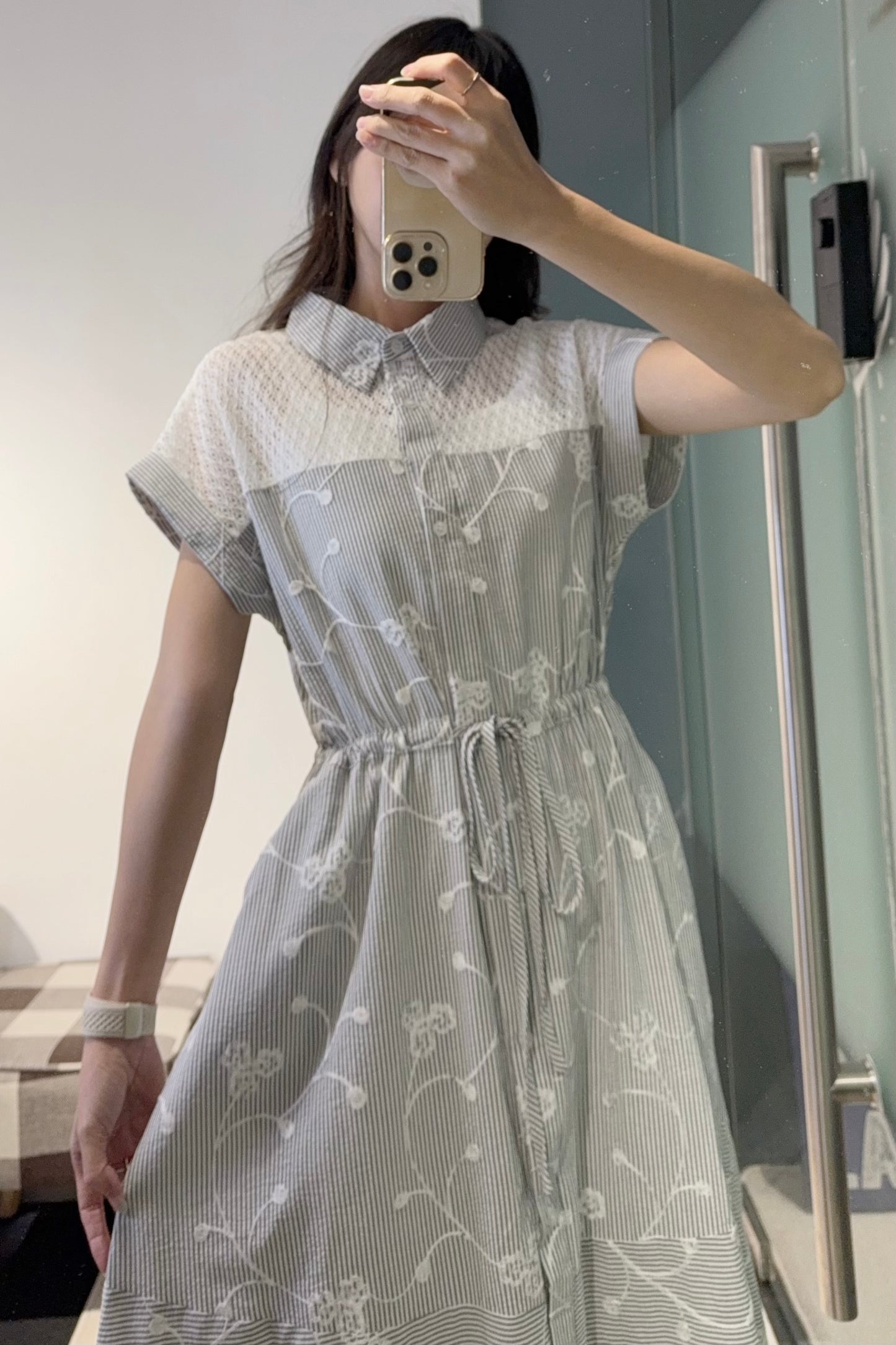 夏季・立體刺繡花棉麻連身裙 2色入 1S20826