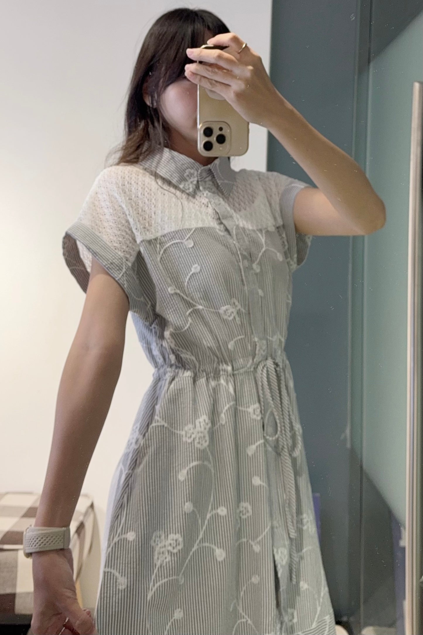 夏季・立體刺繡花棉麻連身裙 2色入 1S20826