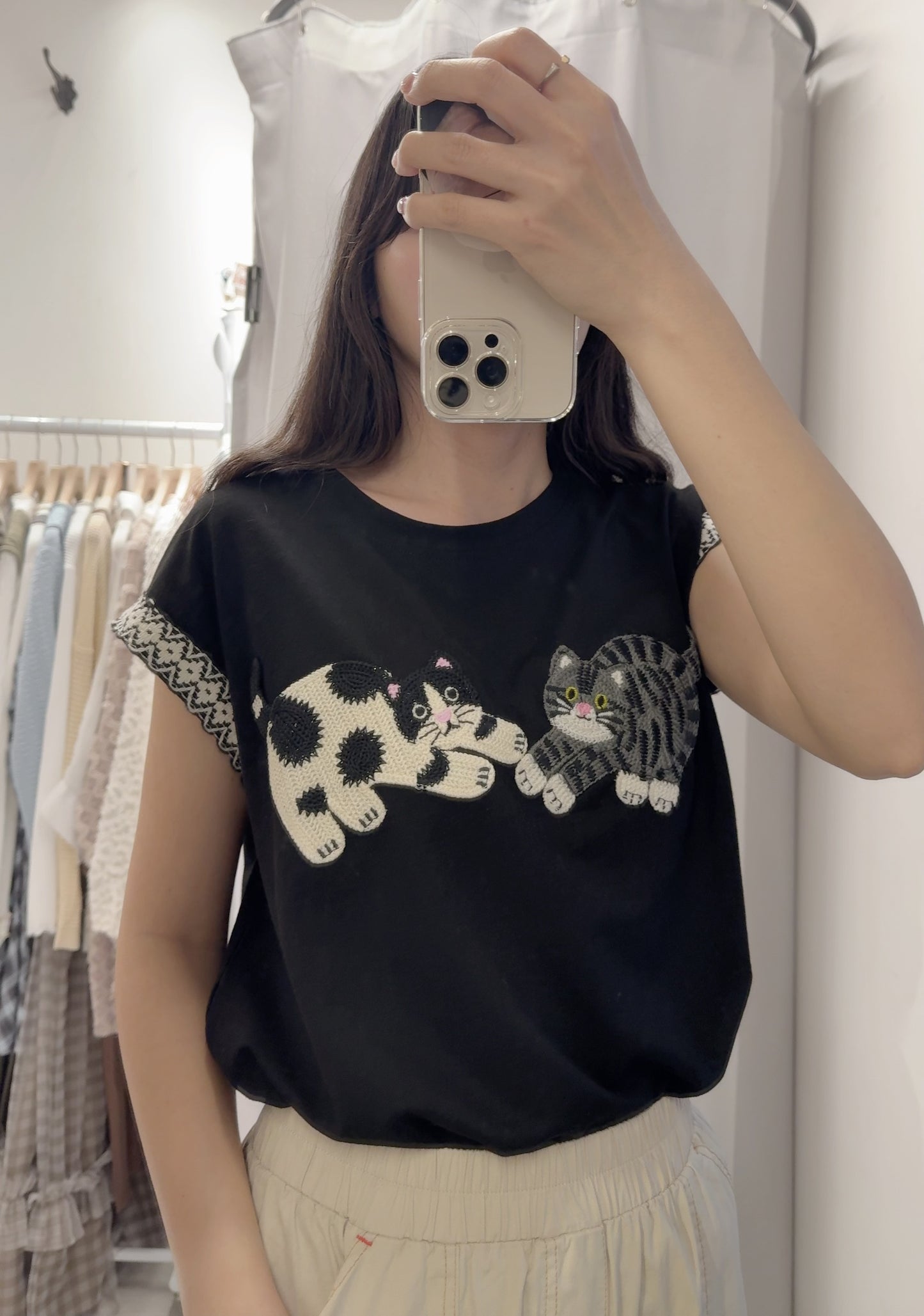 夏季・刺繡貓貓Tee 2色入 1S20318