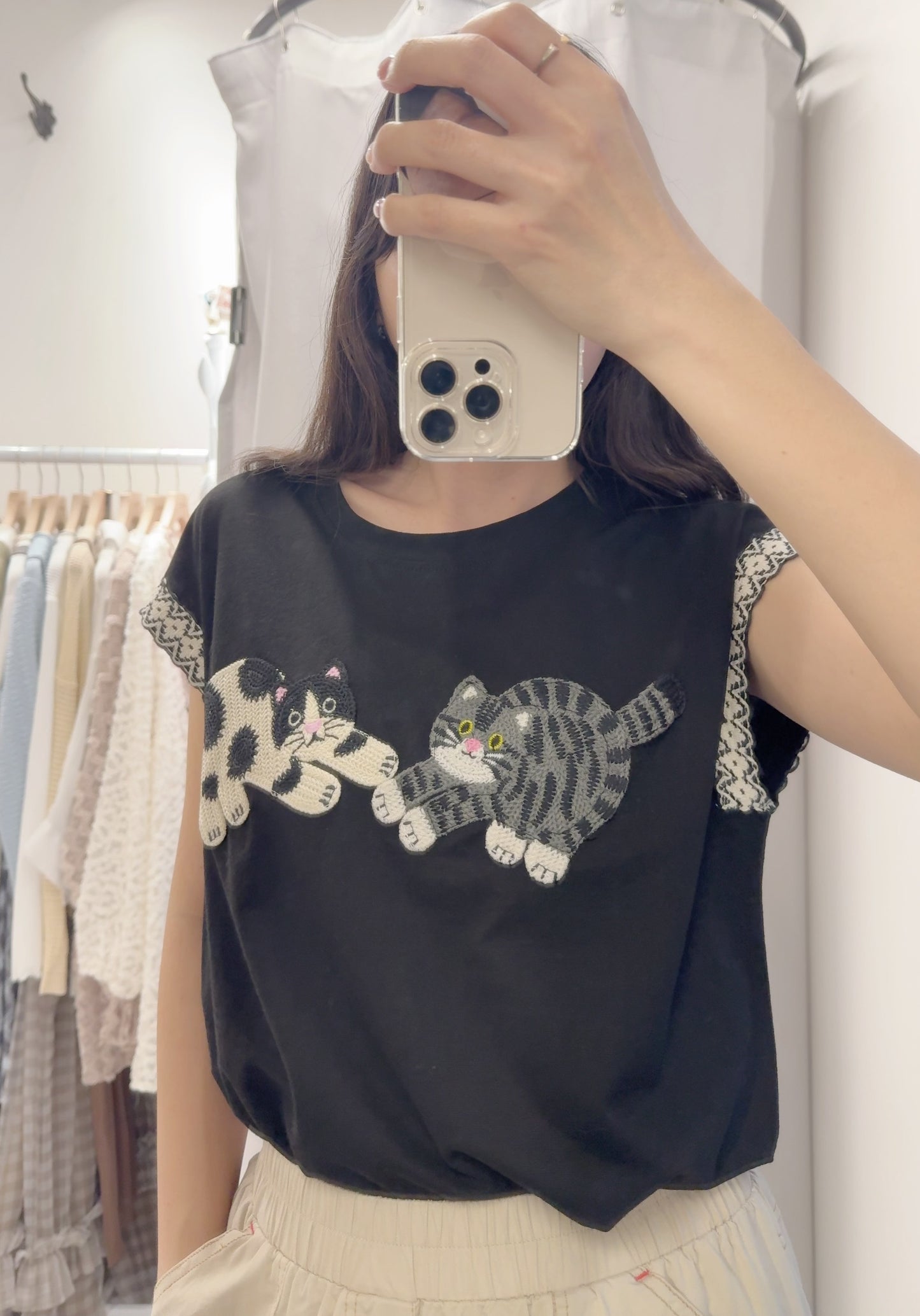 夏季・刺繡貓貓Tee 2色入 1S20318