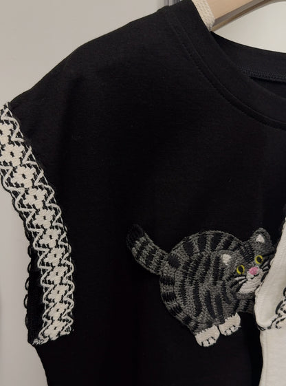 夏季・刺繡貓貓Tee 2色入 1S20318