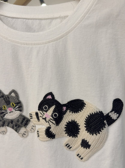 夏季・刺繡貓貓Tee 2色入 1S20318