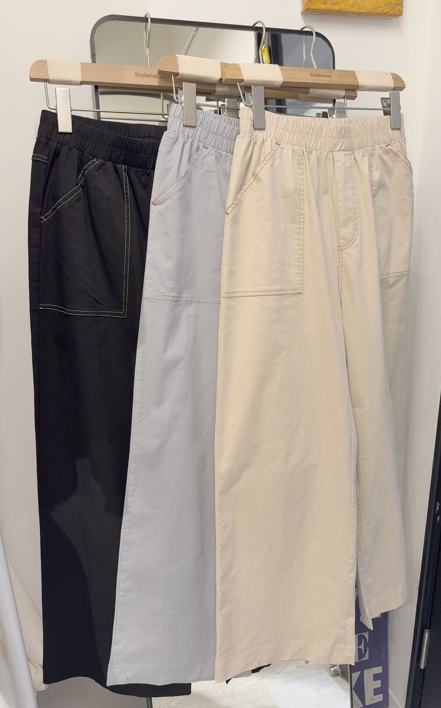 夏季・全橡筋明線直腳棉褲 3色入 1S80315