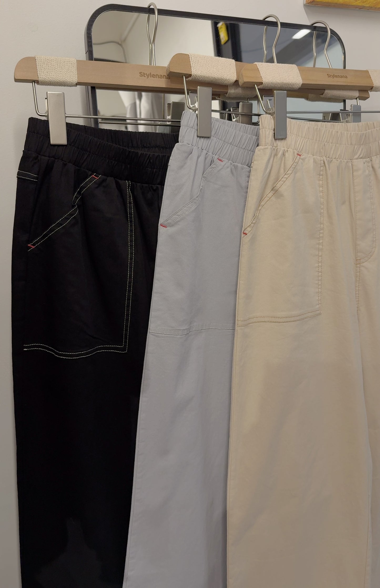 夏季・全橡筋明線直腳棉褲 3色入 1S80315