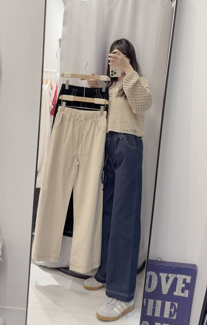 夏季・明線抽繩棉褲 3色入 1S80314