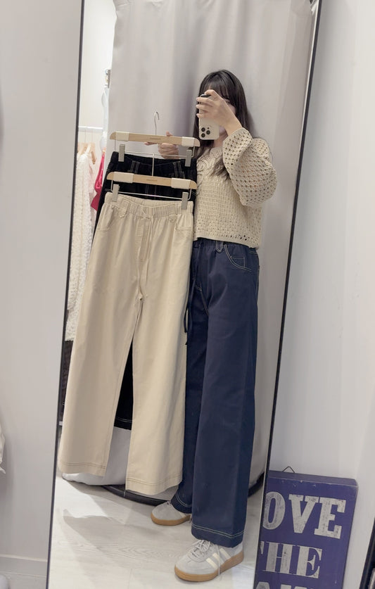 夏季・明線抽繩棉褲 3色入 1S80314