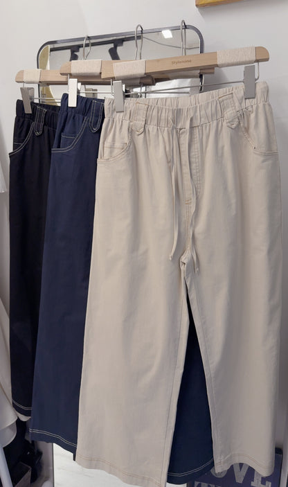 夏季・明線抽繩棉褲 3色入 1S80314