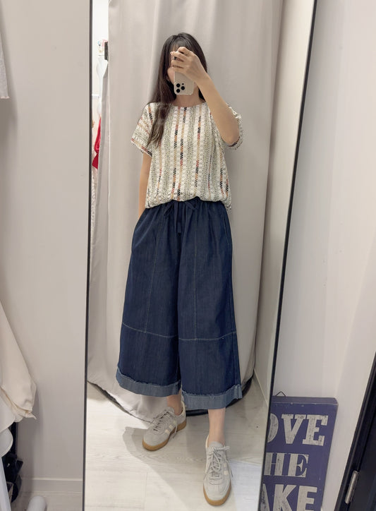 夏季・寬鬆抽繩薄牛仔褲 1色入 1S60316