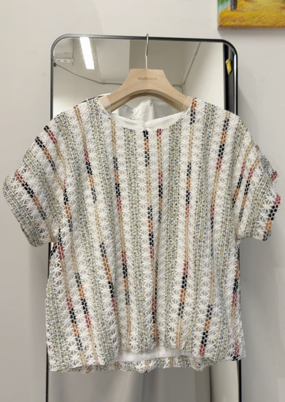 夏季・彩織勾線泡泡邊上衣 1色入 1S20319