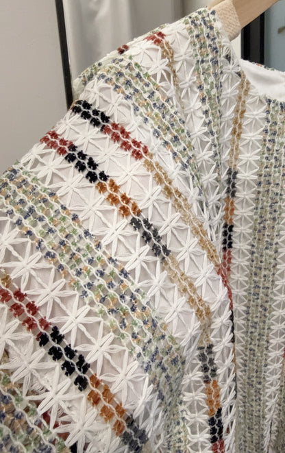 夏季・彩織勾線泡泡邊上衣 1色入 1S20319