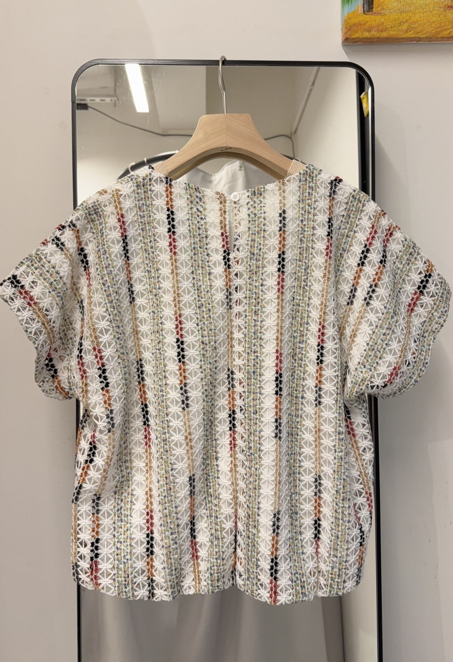 夏季・彩織勾線泡泡邊上衣 1色入 1S20319