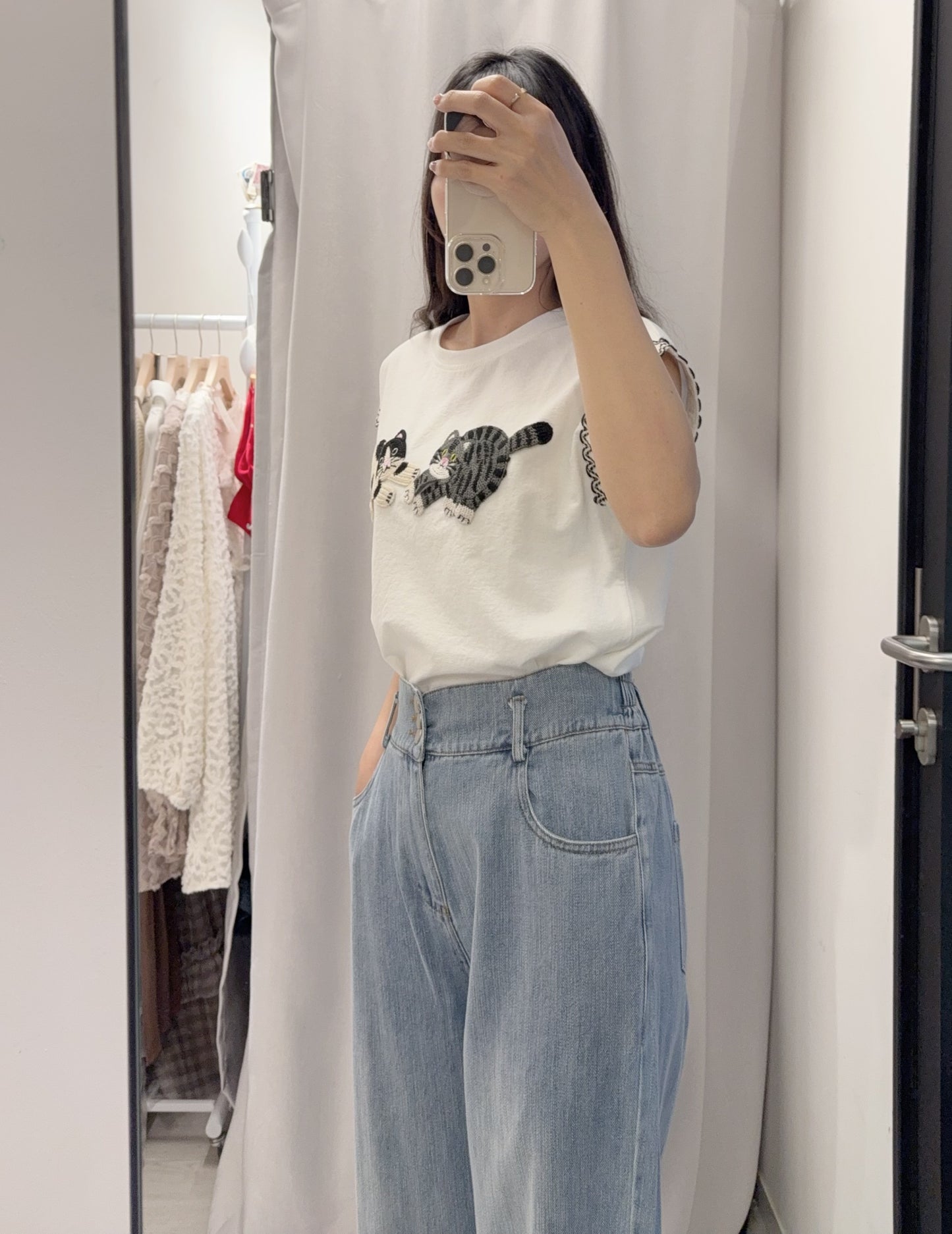 夏季・刺繡貓貓Tee 2色入 1S20318