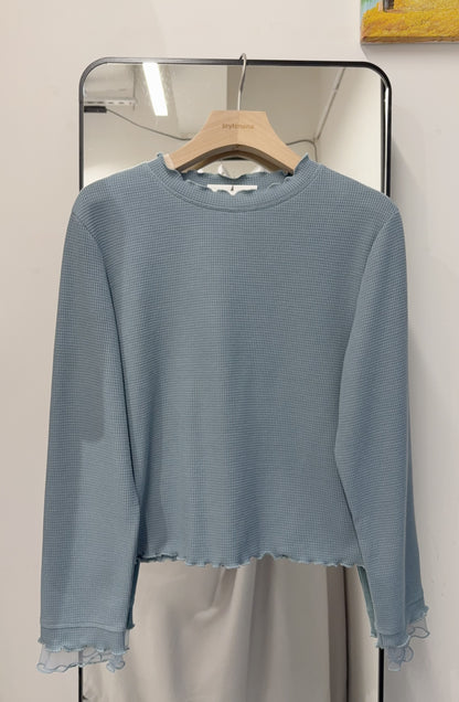 春夏・透透拼袖窩夫薄長袖 4色入 1S10320