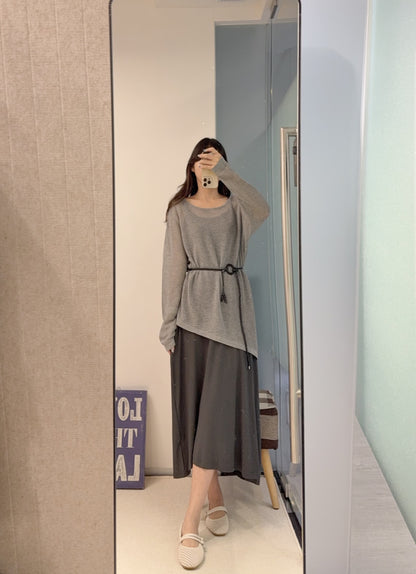 夏季・斜網衫配超彈吊帶裙SET 2色入 1S60835