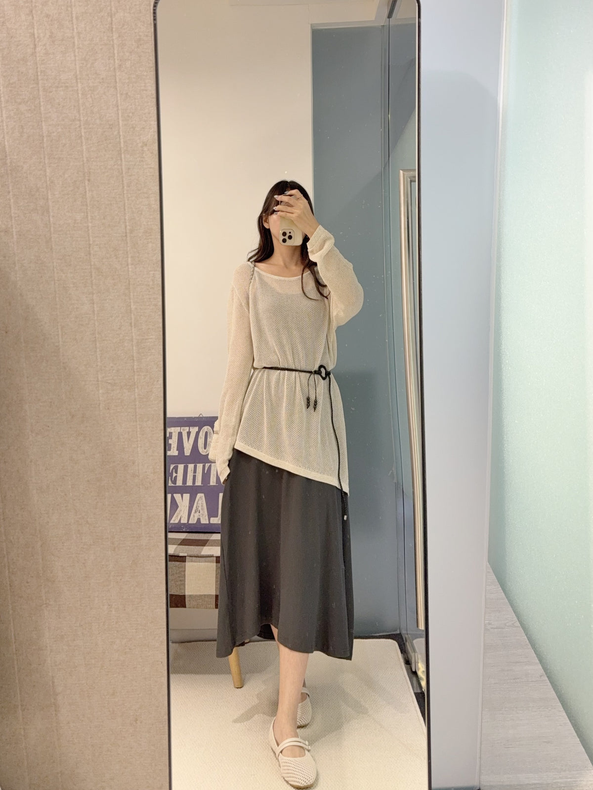 夏季・斜網衫配超彈吊帶裙SET 2色入 1S60835