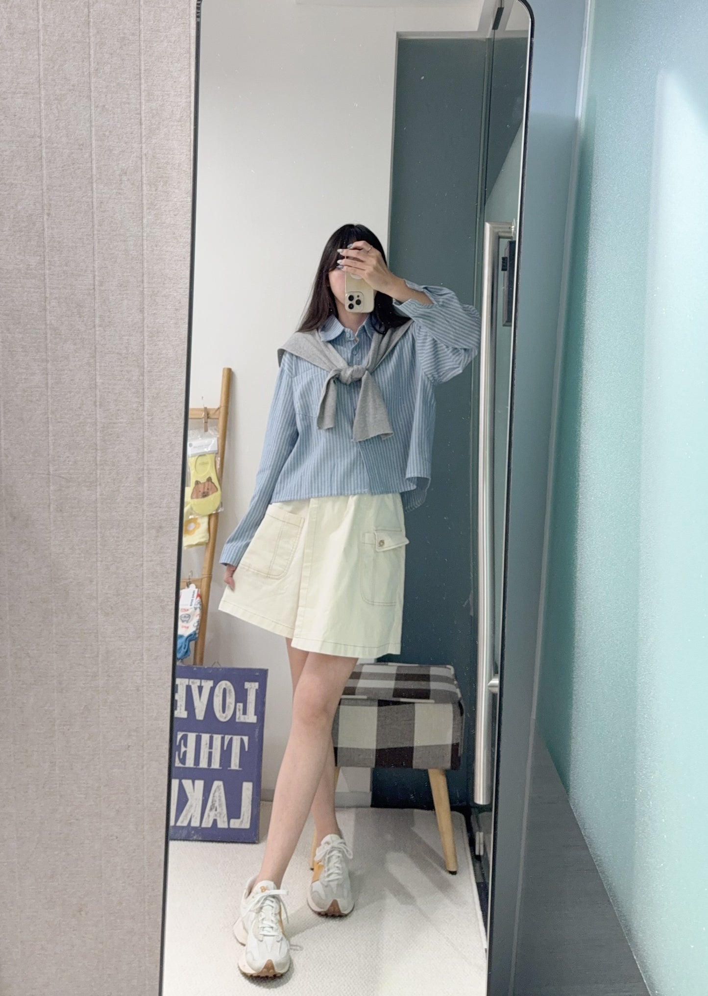 夏季・直紋Cropped恤衫配披肩 2色入 1S60834
