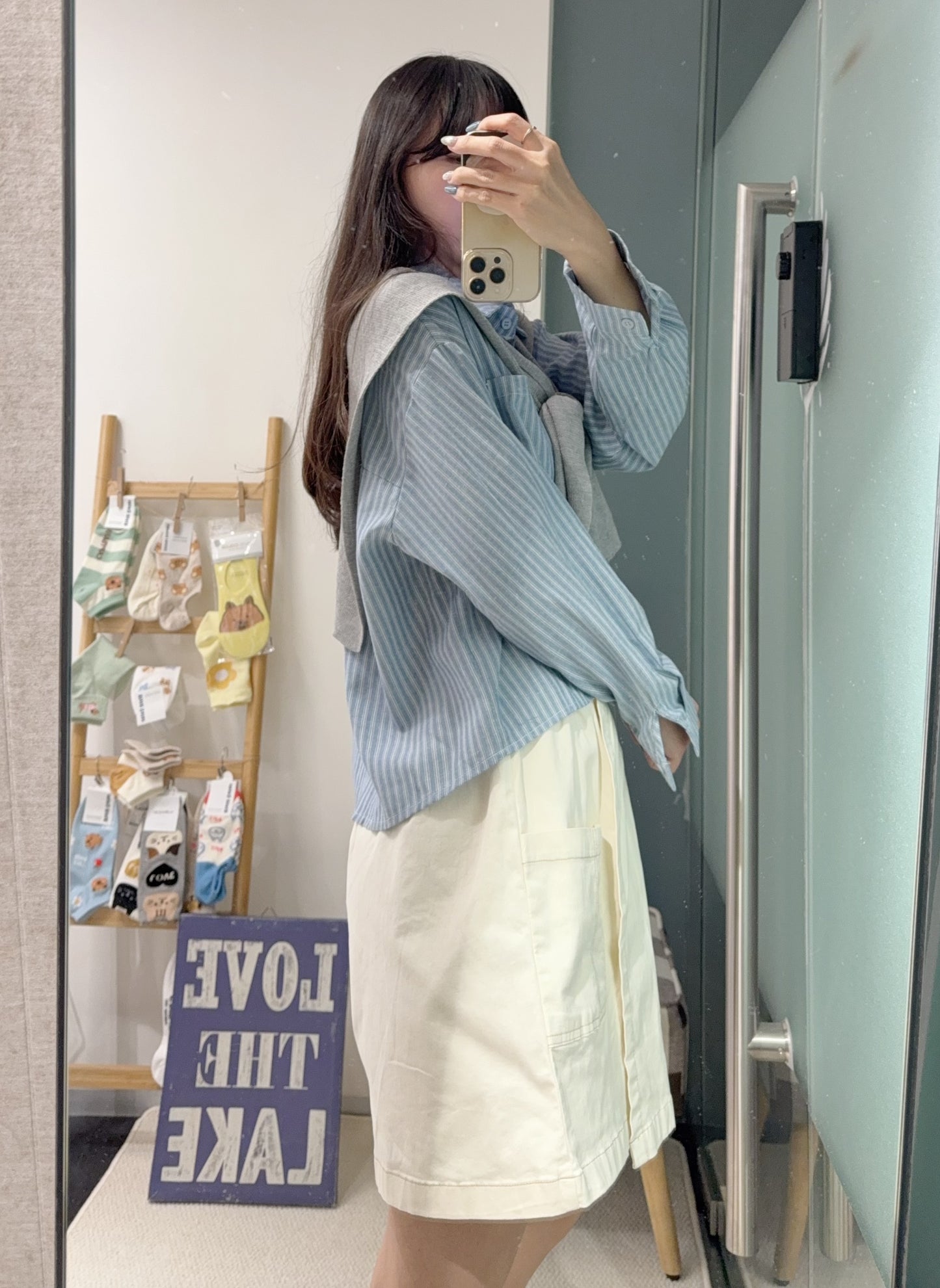 夏季・直紋Cropped恤衫配披肩 2色入 1S60834