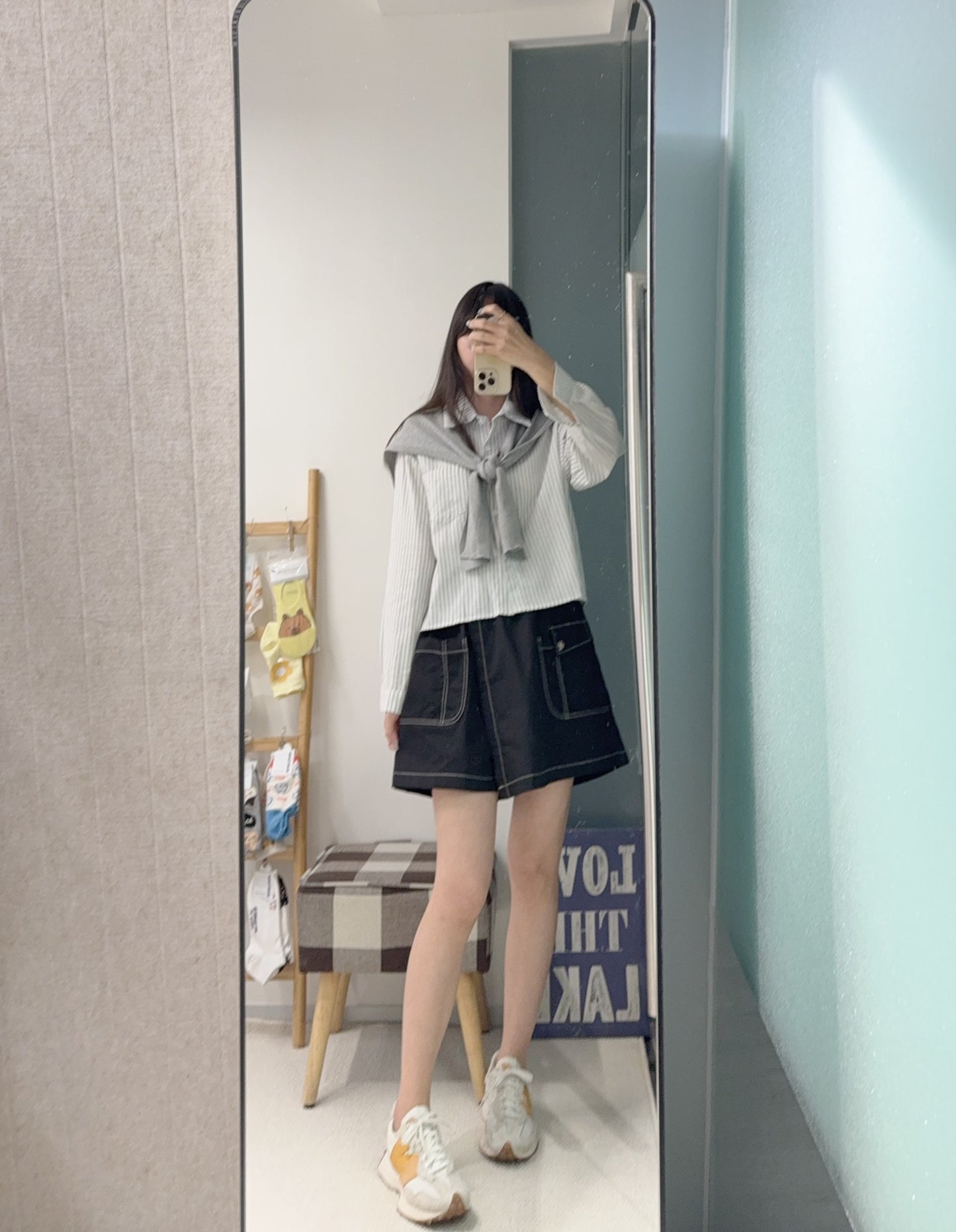 夏季・直紋Cropped恤衫配披肩 2色入 1S60834