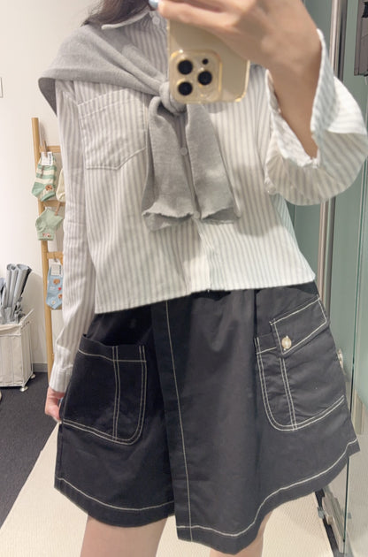 夏季・揭頁式全橡筋假裙褲 3色入 1S30831