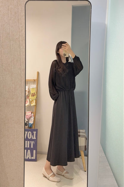 初秋・爽滑背心裙配束邊線衫SET 2色入 1S60842