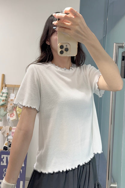 夏季・撞色邊彈性薄Tee 3色入 1S50836