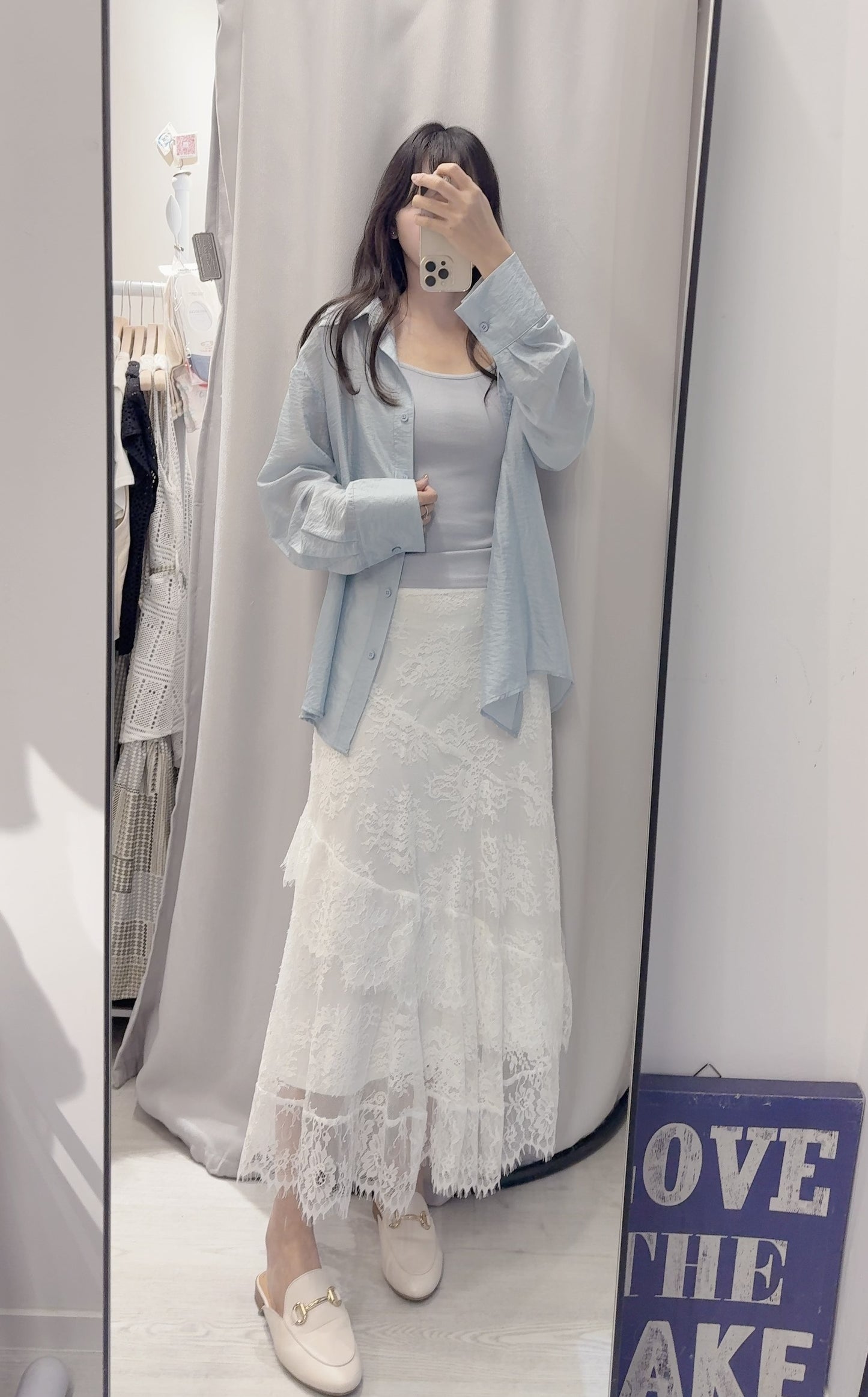 春夏・恤衫連蕾絲裙三件套裝 1S00326