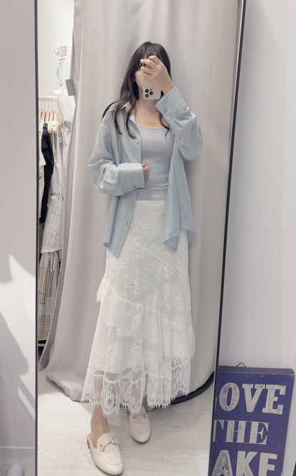 春夏・恤衫連蕾絲裙三件套裝 1S00326