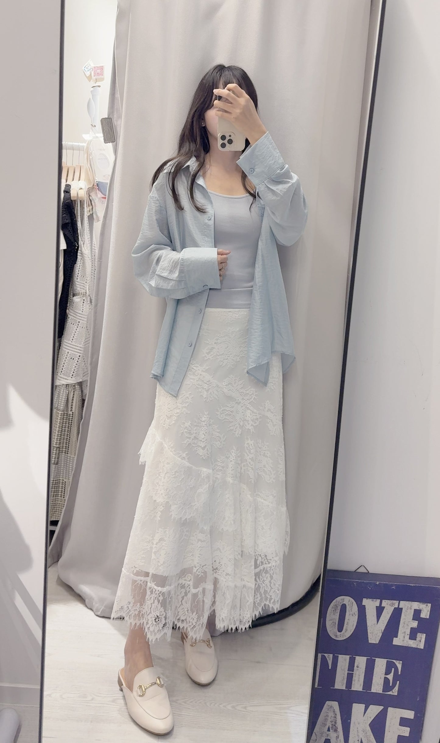 春夏・恤衫連蕾絲裙三件套裝 1S00326