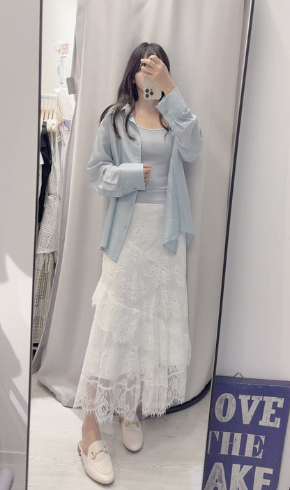 春夏・恤衫連蕾絲裙三件套裝 1S00326