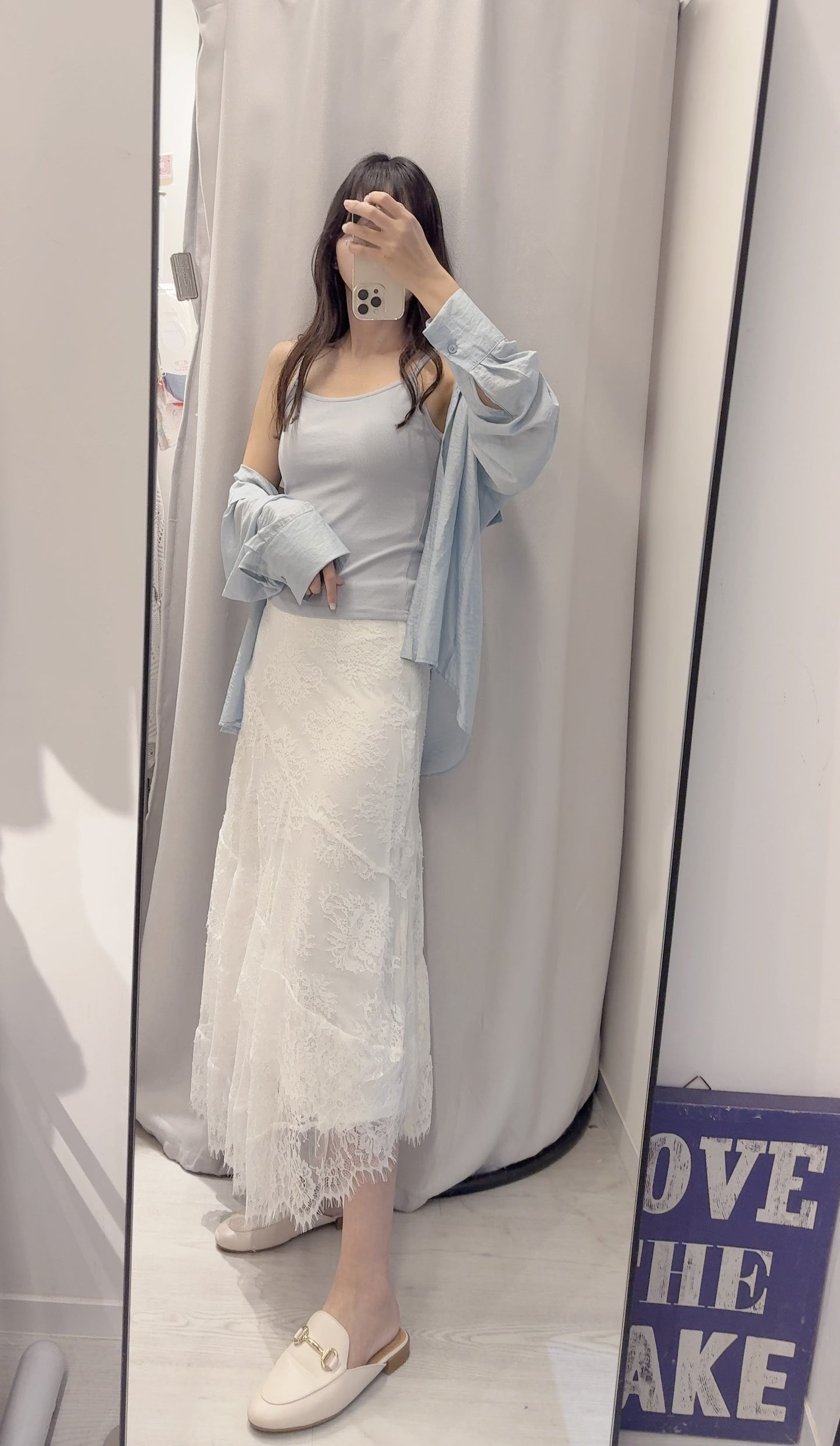 春夏・恤衫連蕾絲裙三件套裝 1S00326