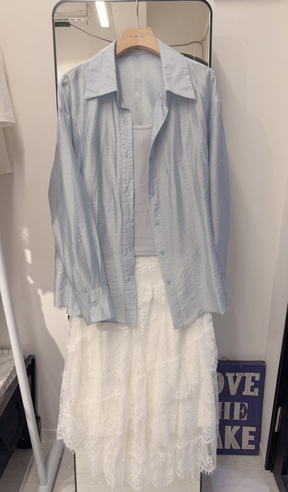 春夏・恤衫連蕾絲裙三件套裝 1S00326