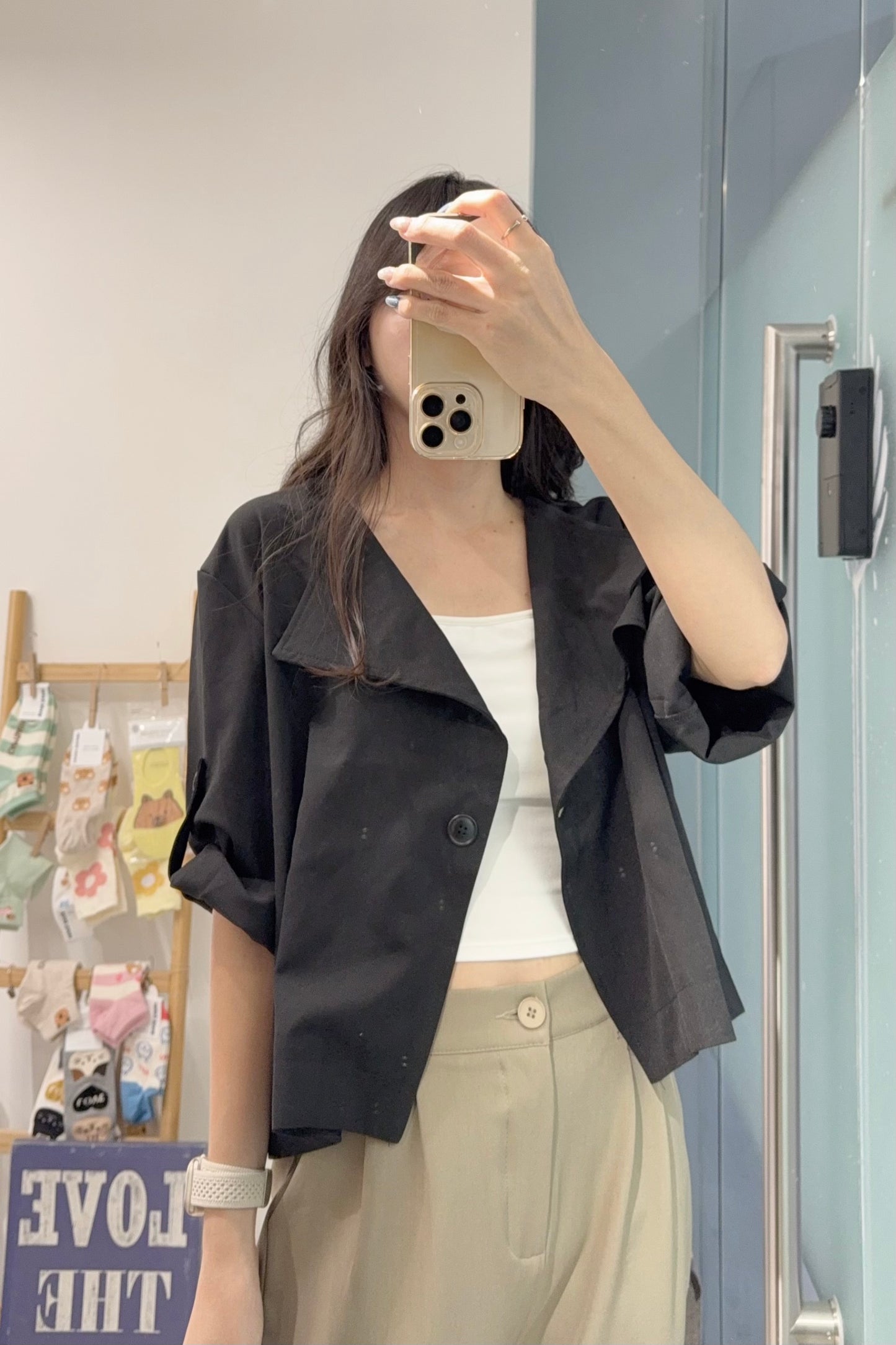 初秋・短身單扣鈕西裝外套 2色入 1S60839
