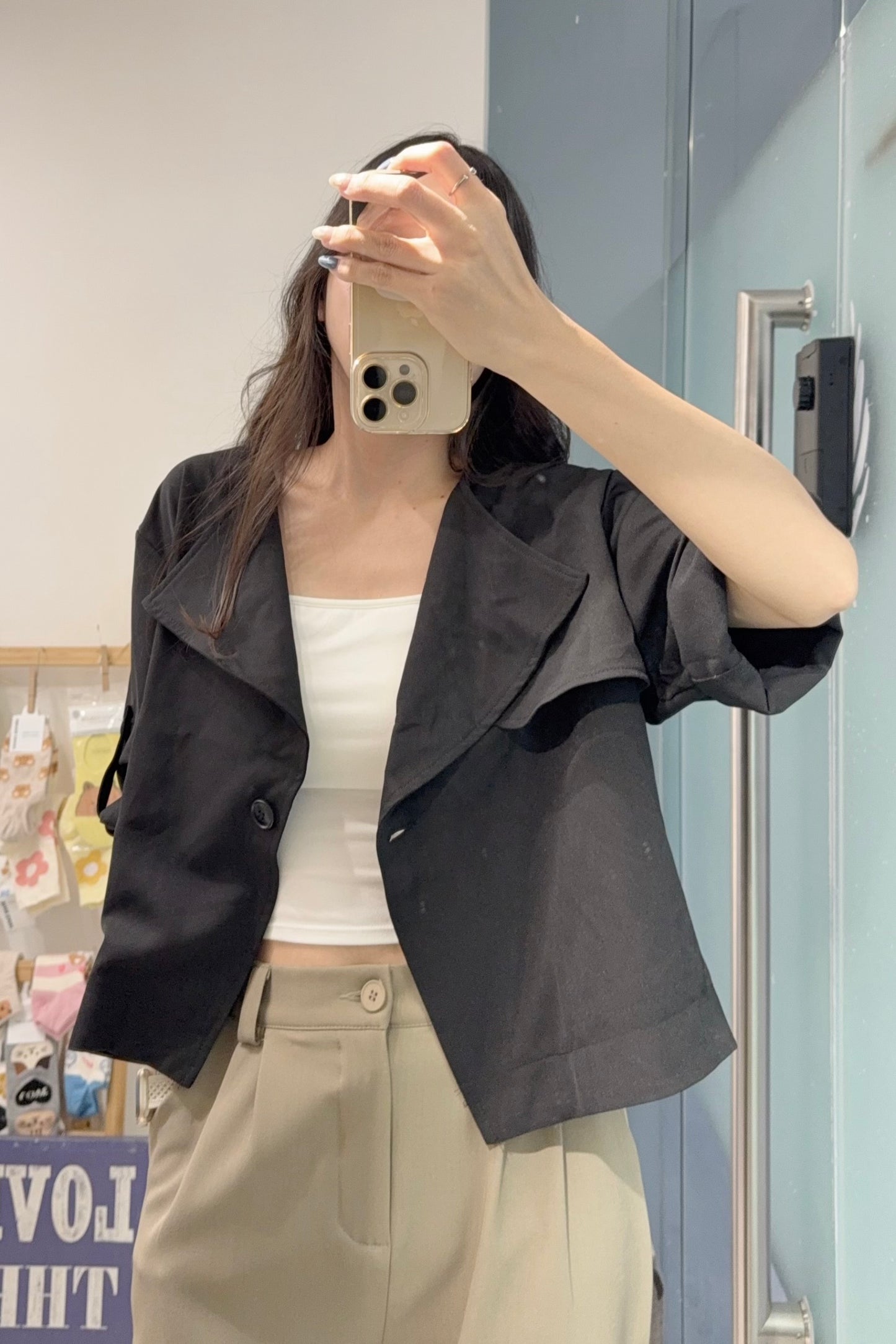 初秋・短身單扣鈕西裝外套 2色入 1S60839