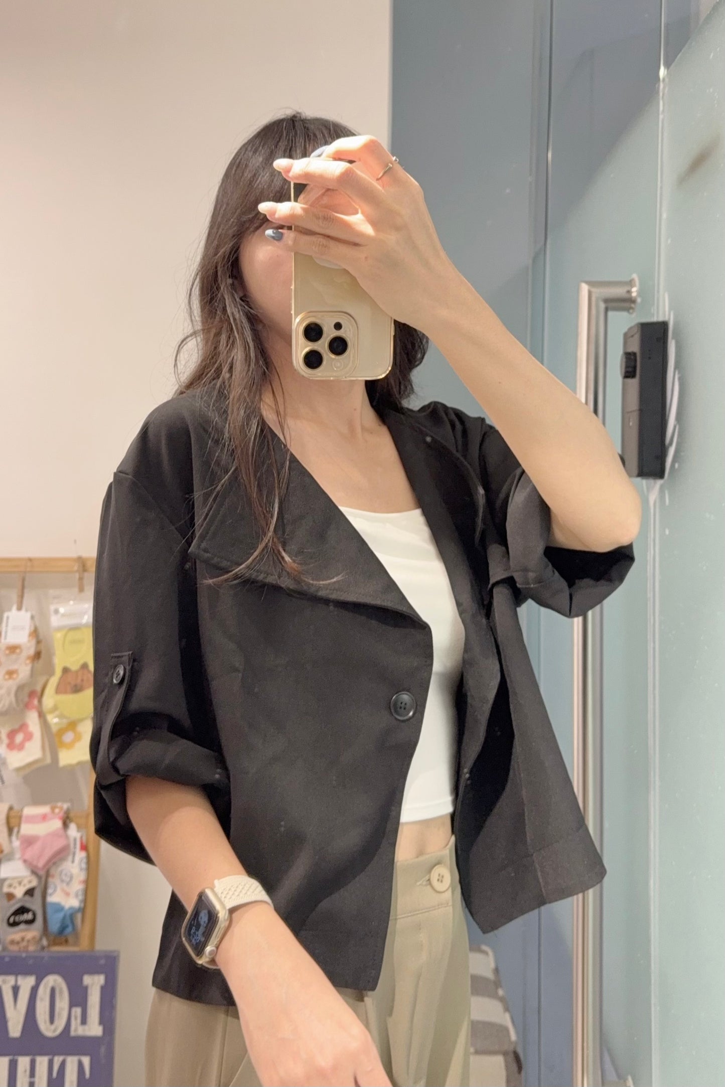 初秋・短身單扣鈕西裝外套 2色入 1S60839