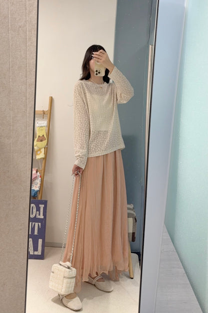 初秋・透視花花薄長袖 2色入 1S60838