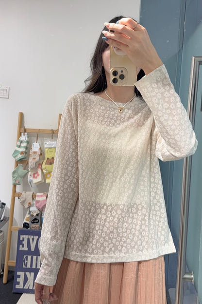 初秋・透視花花薄長袖 2色入 1S60838