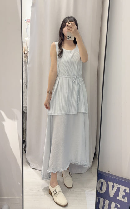夏季・立體Ruffle邊假兩件長裙 2色入 1S60329