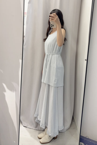 夏季・立體Ruffle邊假兩件長裙 2色入 1S60329