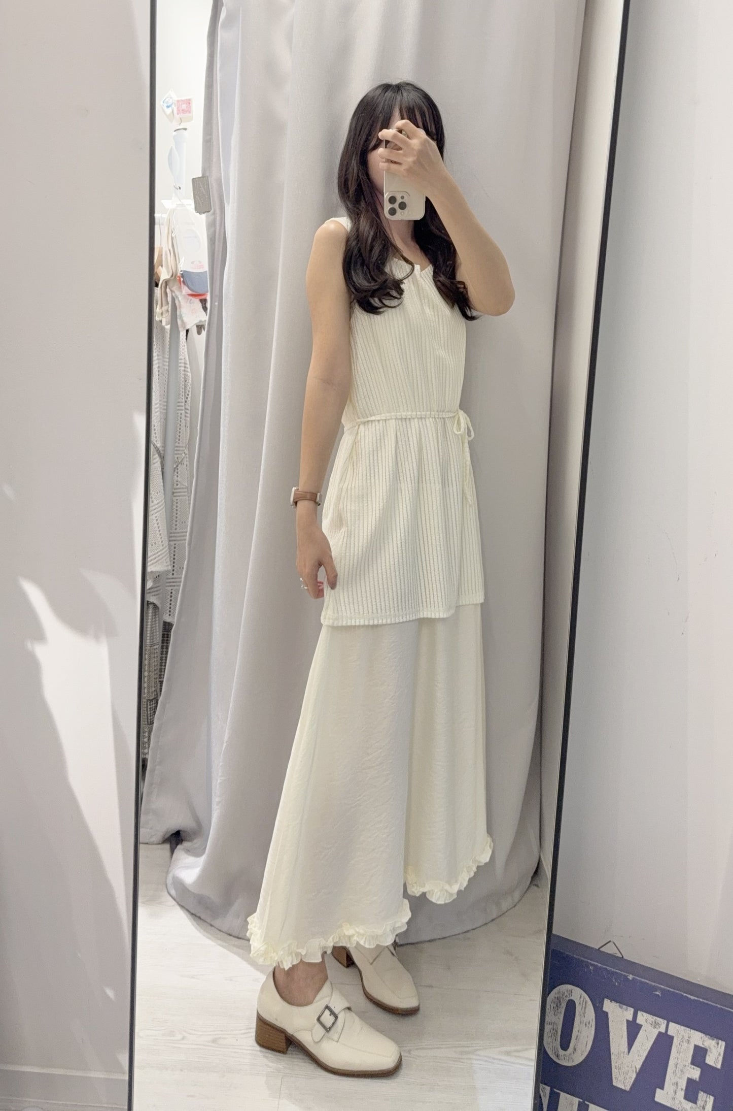 夏季・立體Ruffle邊假兩件長裙 2色入 1S60329