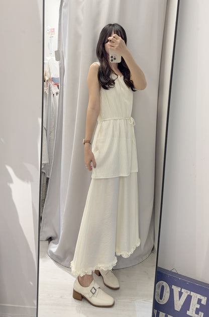 夏季・立體Ruffle邊假兩件長裙 2色入 1S60329