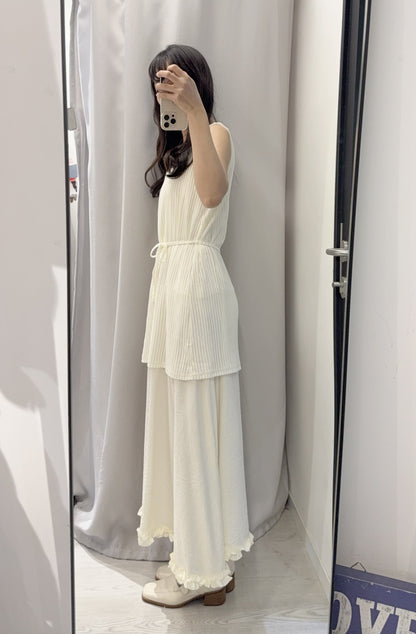 夏季・立體Ruffle邊假兩件長裙 2色入 1S60329