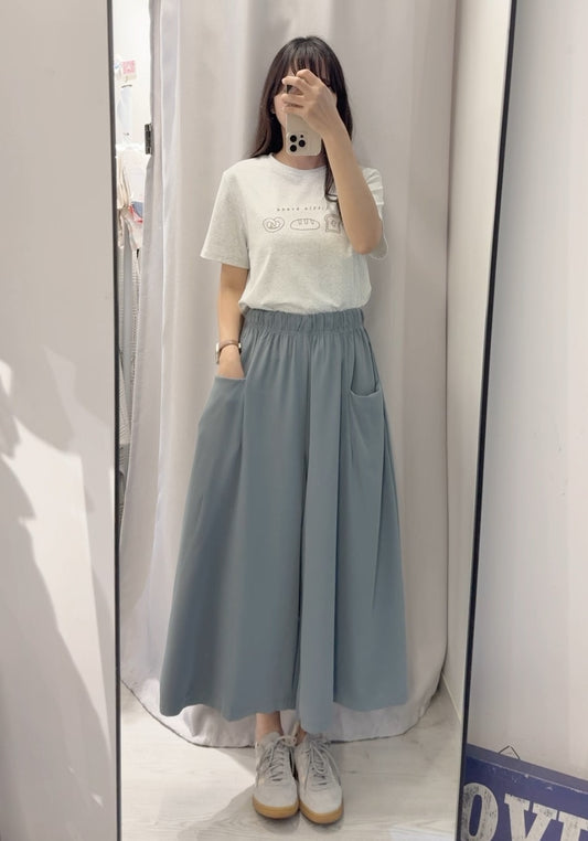 夏季・大口袋滑西裝料闊腳褲 2色入 1S70330