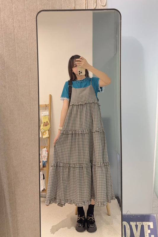 初秋・Ruffles格仔蛋糕長裙 2色入 1S10908