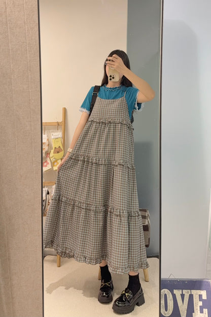 初秋・Ruffles格仔蛋糕長裙 2色入 1S10908