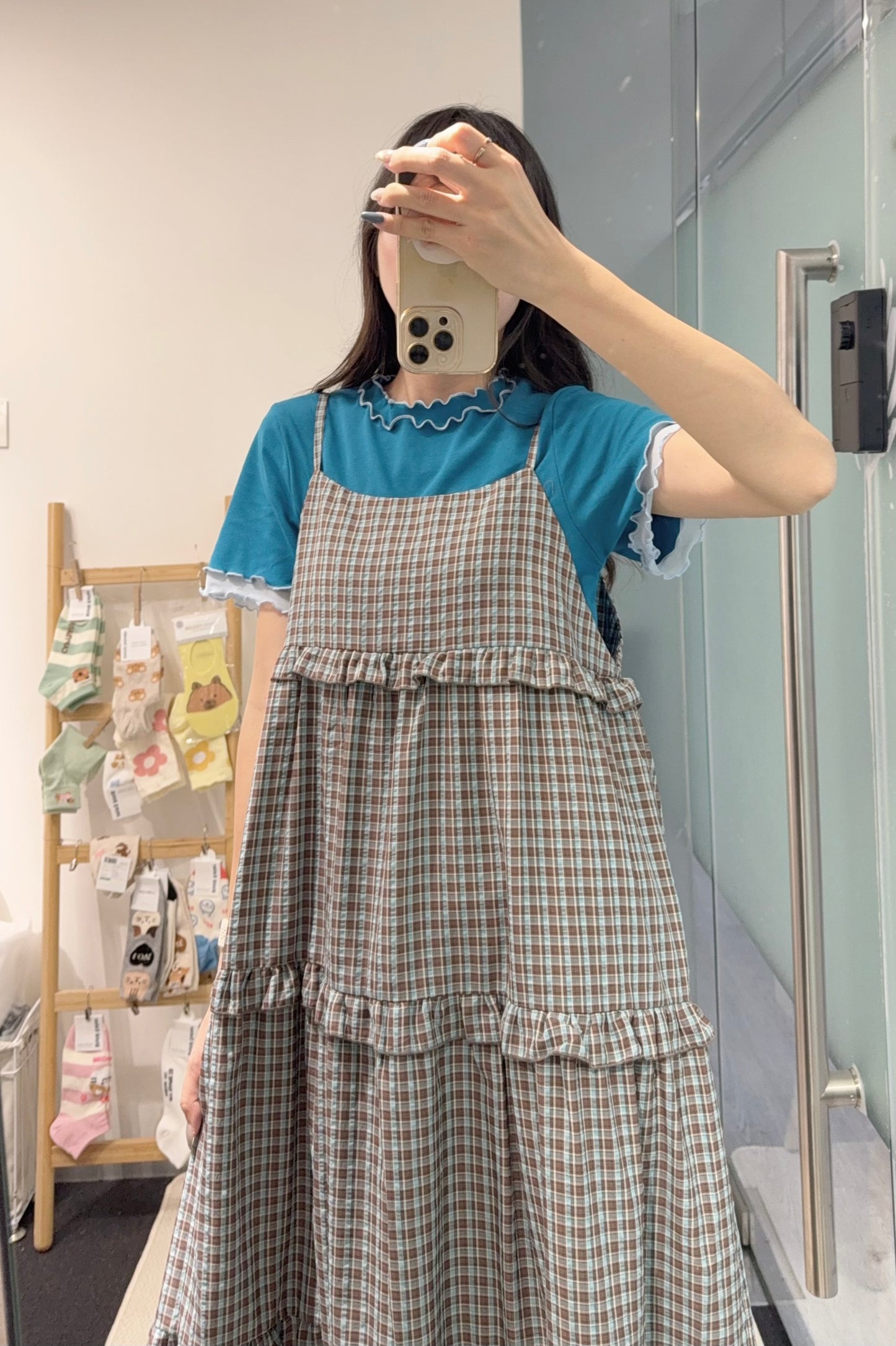 初秋・Ruffles格仔蛋糕長裙 2色入 1S10908