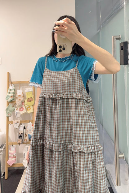 初秋・Ruffles格仔蛋糕長裙 2色入 1S10908
